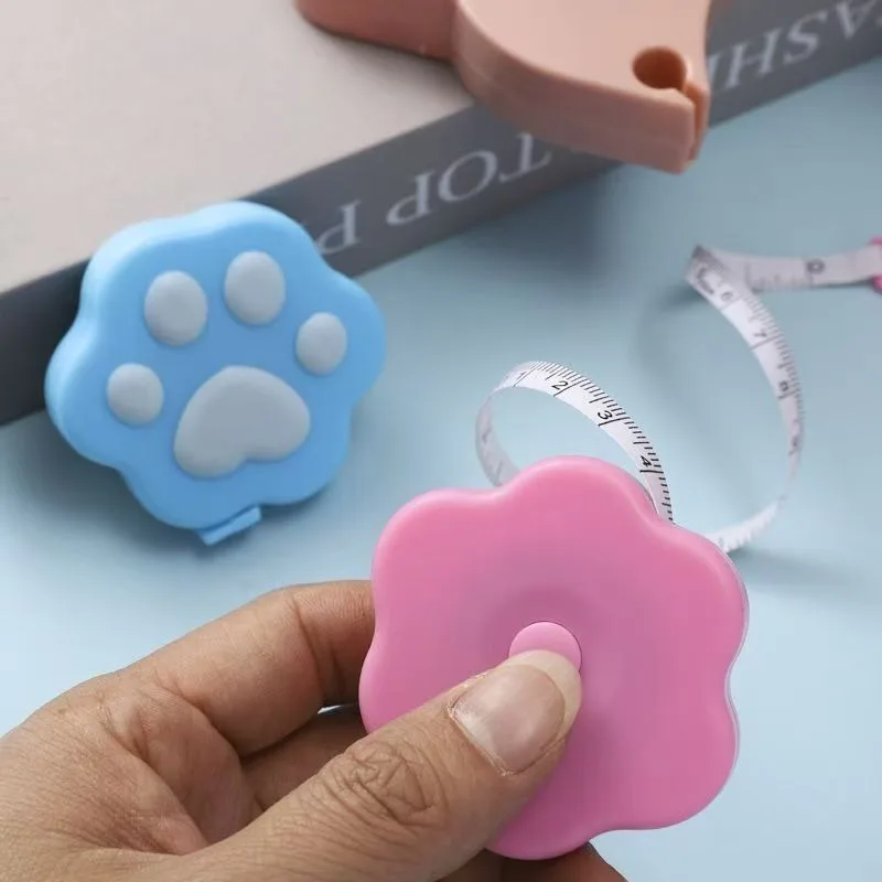 Mini Cartoon Cat Paw Retractable Tape Measure Portable Soft Ruler for Sewing Body Waist Measuring