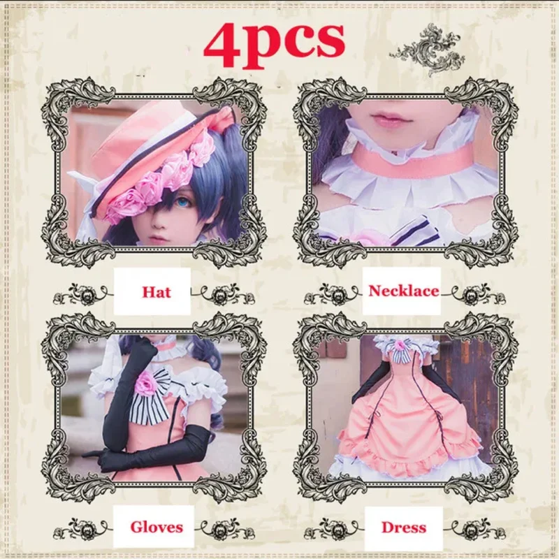 FC6Anime Black Butler Ciel Phantomhive Cosplay Dress Boots Wig Kuroshitsuji Women Lady Lolita Maid Dresses Uniform Cosplay @FC8！