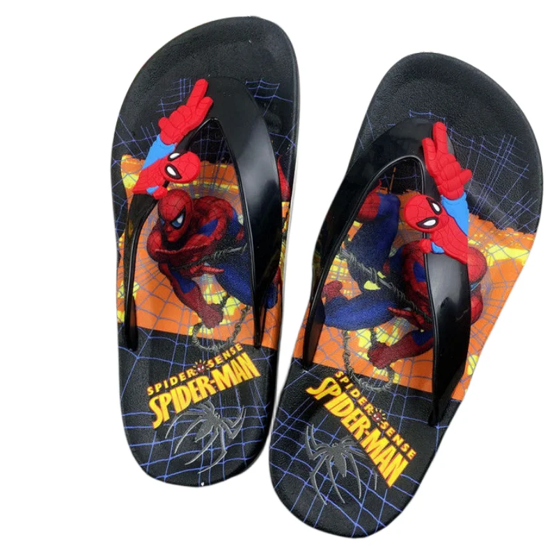 Marvel Anime Peripheral Summer Children\'s Beach Steel Spider-Man Flip-Flops Avengers Alliance Children\'s Non-slip Flip Flops