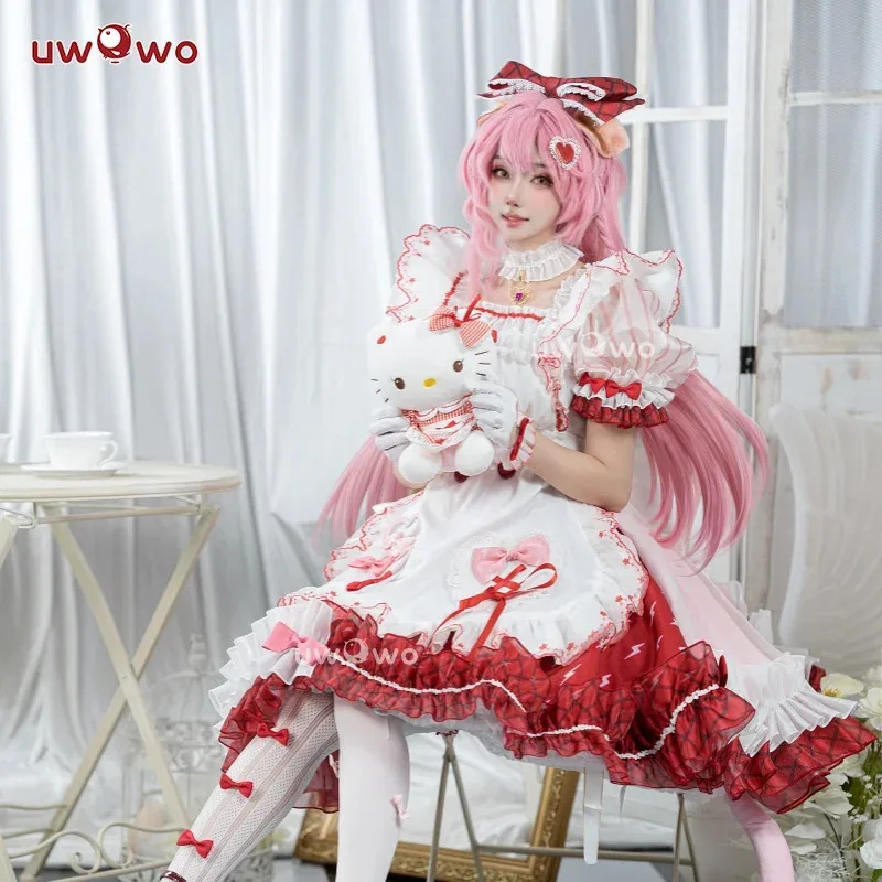 

IN STOCK UWOWO Game Arknights Goldenglow Susie Party in the Garden Cosplay Costume with Bow Maid dress Pink Halloween costume
