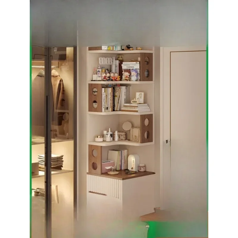 Shelf next to the wardrobe, corner wall side cabinet, integrated corner multi-layer