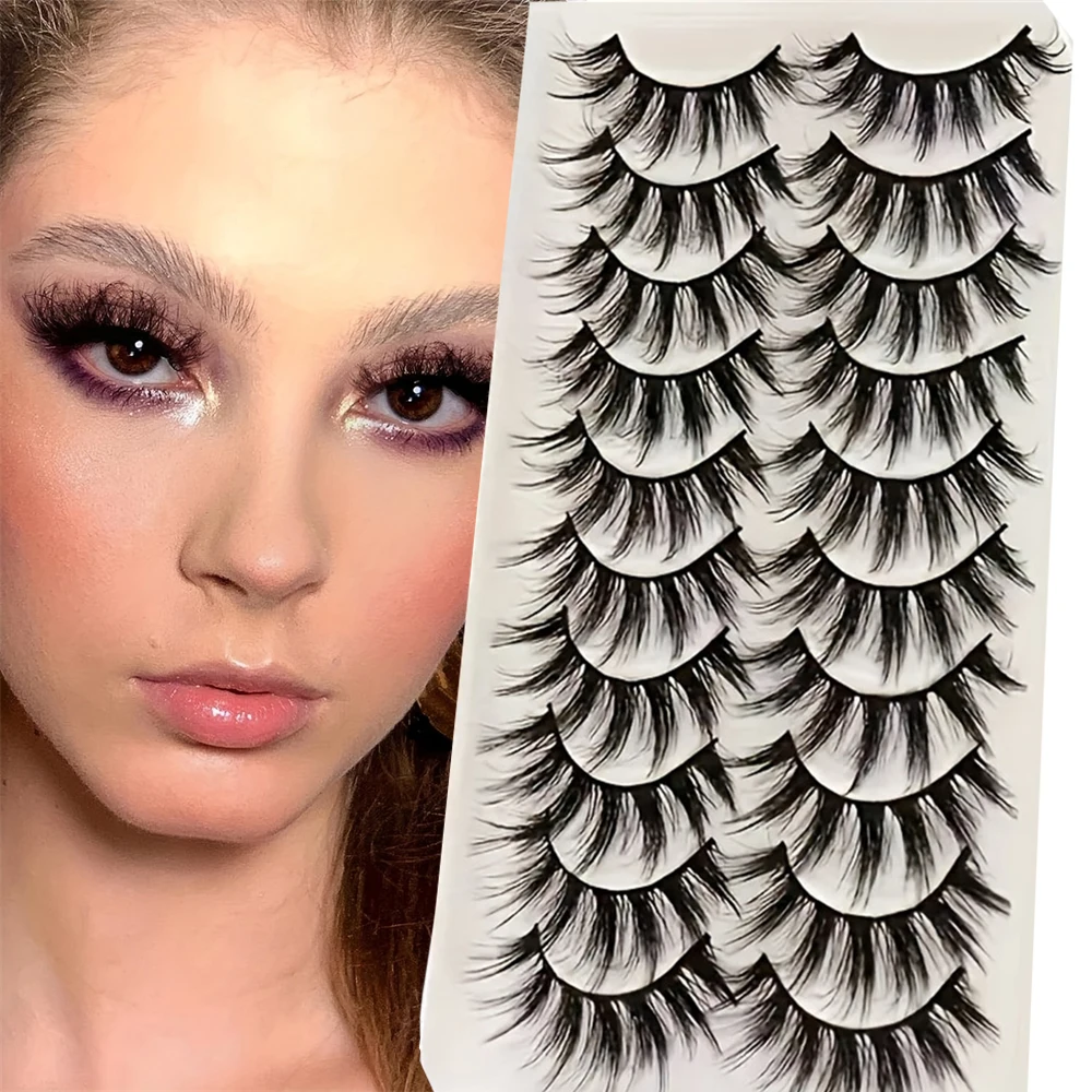 푹신한 속눈썹이 있는 3D 인조 속눈썹 세트 10쌍, 길이 18mm, 자연스러운 인조 속눈썹 아이 메이크업