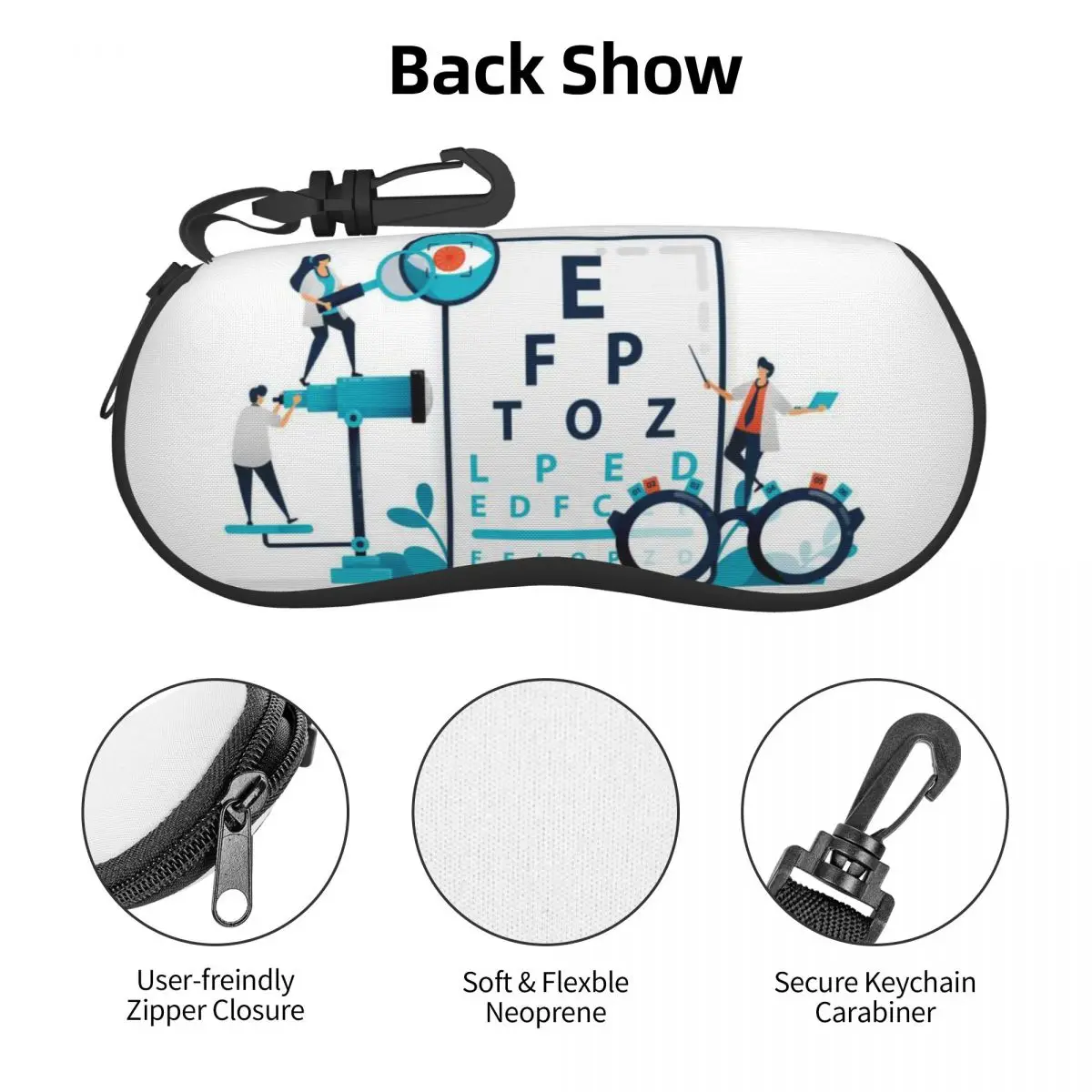 Custom Eye Chart Optical Optics Shell Glasses Case Unisex Cool Optometrist Eyeglasses Case Sunglasses Protector Box