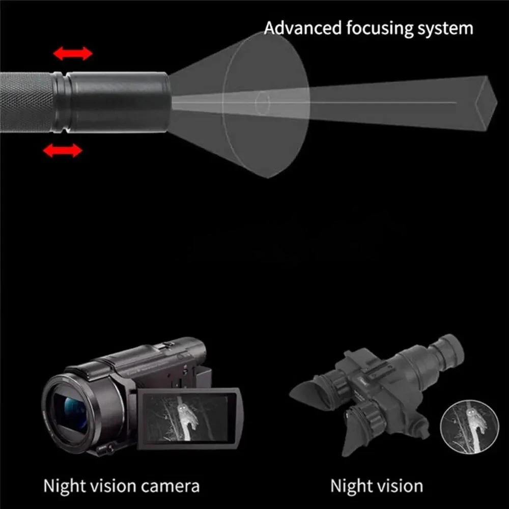 850nm/940nm مصباح يدوي قابل للتعديل التركيز زوومابلي الصيد الشعلة الأشعة تحت الحمراء سلاح ضوء أجهزة الرؤية الليلية #3