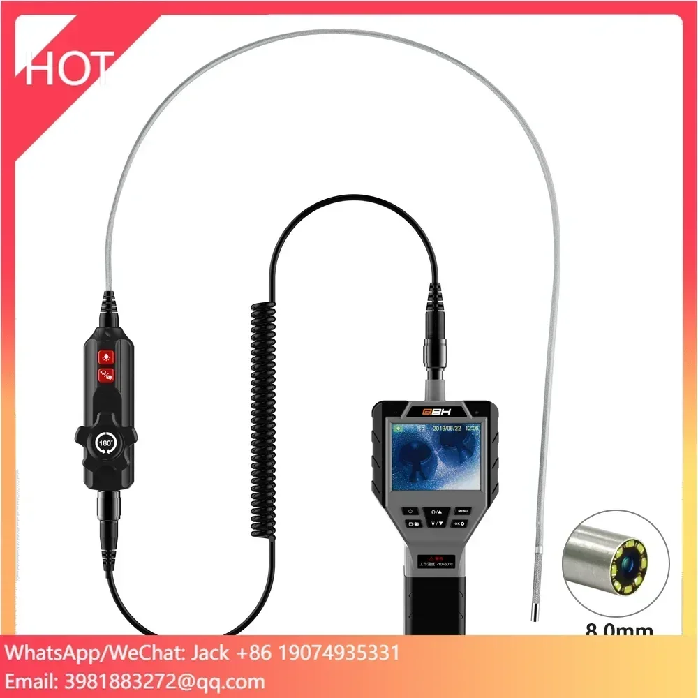 

Profession 3.5"IPS HD 2-way Articulating Borescope with IP67 Waterproof Semi-Rigid Snake Tube with Light Industrial Endoscope