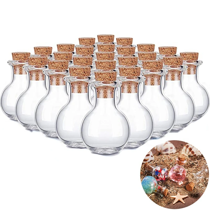 5/10Pcs  Mini Glass Bottles Clear Miniature Potion Bottle  Small Wishing Bottles With Cork Stoppers For Wedding Party DIY Crafts