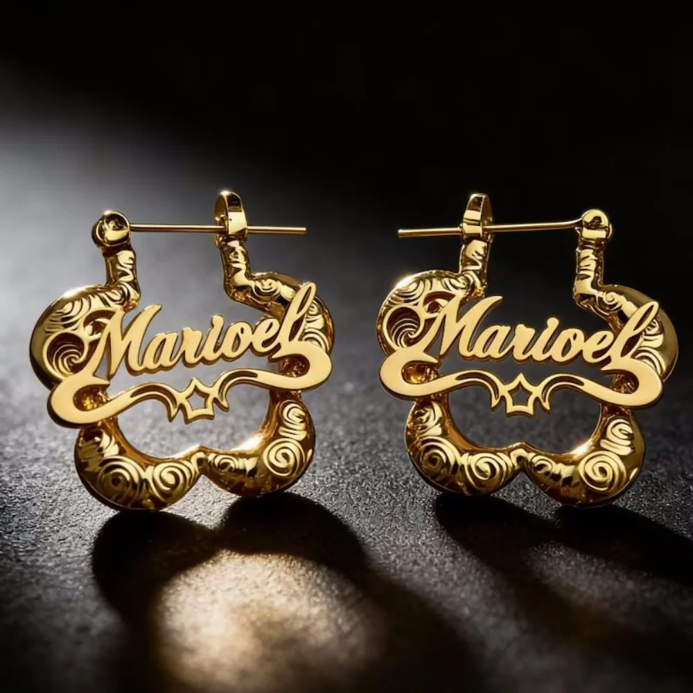 

LeeChee 30mm Flower Hoop Custom Nameplated Earrings Letter Hoop Cute Gift For Kids