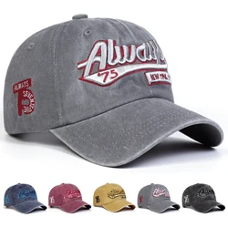Unisex Always75 Letter Embroidery Wash Baseball Caps Spring and Autumn Outdoor Adjustable Casual Hats Hip Hop Hat Sunscreen Hat