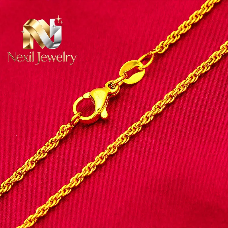 

Nexil Jewelry Nexil Jewelry Women's Luxury Delicate AU999 24K Gold Braided Chain! Lobster Clasp, Flattering for Turtleneck/Bu