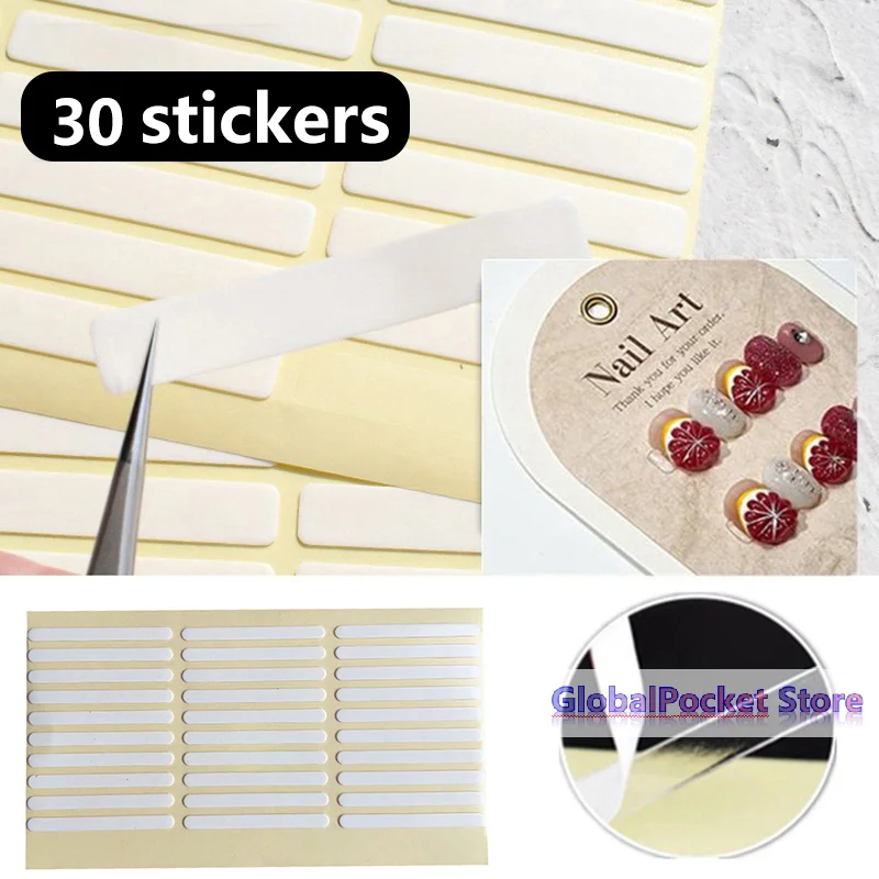 30Pcs Clear Nail Adhesive Tape False Nails Display Stand Glue Stickers Double-sided Pasted Manicure Practice Showing Tools
