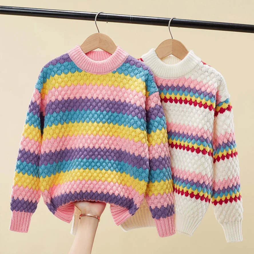 

Spring-Winter Girls Sweaters O-neck Fashion Baby Grils Knitted Pullovers Comfortable Child Bottoming Shirt Clothes Outwear