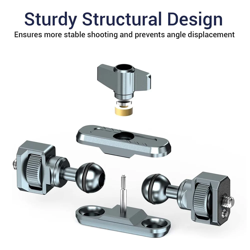 拡張マウント付きダブルボールマジックアーム,カメラ,ビデオ,マイク,ライト三脚,360, 1/4インチネジ,アップグレード用