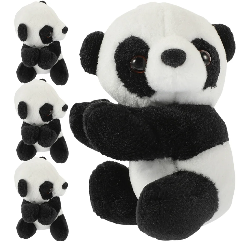 

4 Pcs Simulation Panda Clip Stuffed Toy Animal for Memo Photo Plush Office Home Note