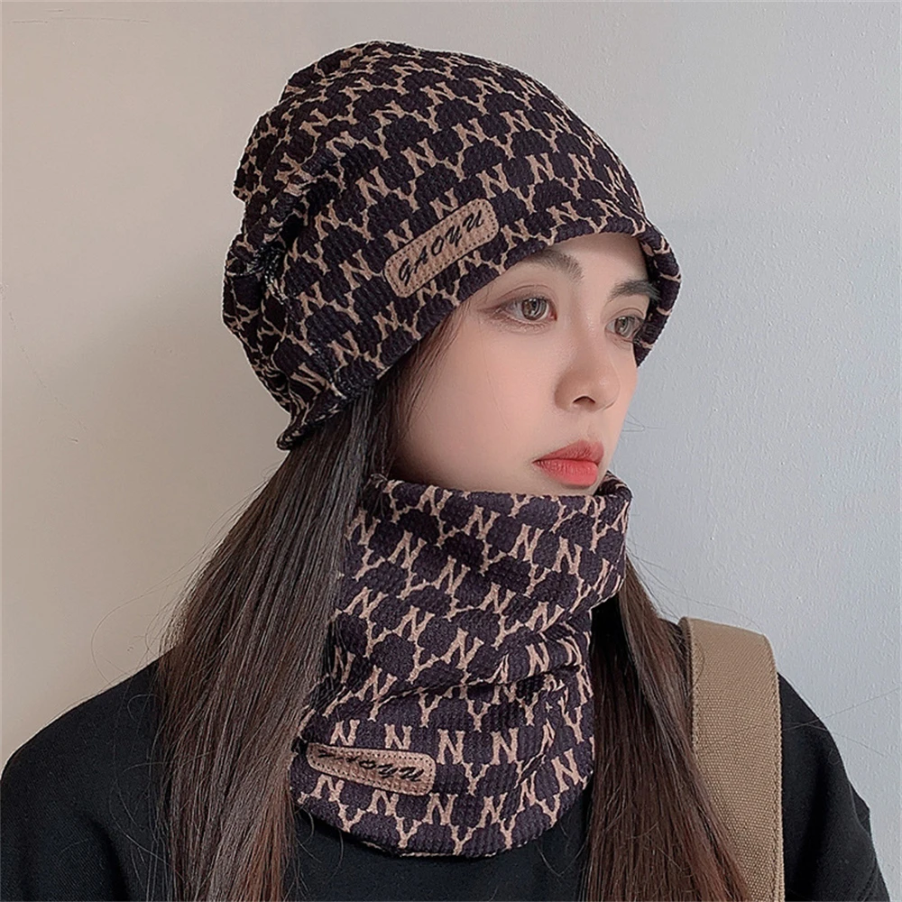 

Korean version autumn and winter dual-use neck scarf fashion with warm Baotou hat scarf MW014