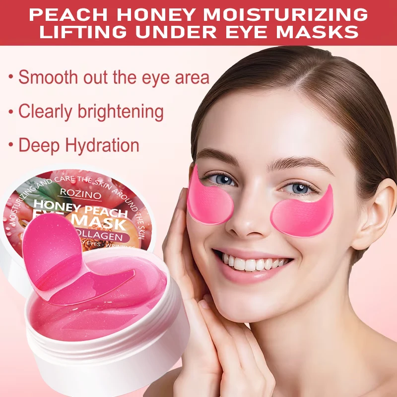 60Pcs Honey Peach Super Eye Mask, Rejuvenates Youthful Radiance, and Presents a Younger Skin Appearance Real-Time Smoothing. Moisturizing, Revitalizing, Visibly Brightens, Reduces the Appearance of Wrinkles, Reduces Dark Circles, Makes Skin Look Smoother and Firmer, Eye Cream for Eye Skin Care, Suitable for All Skin Types.
