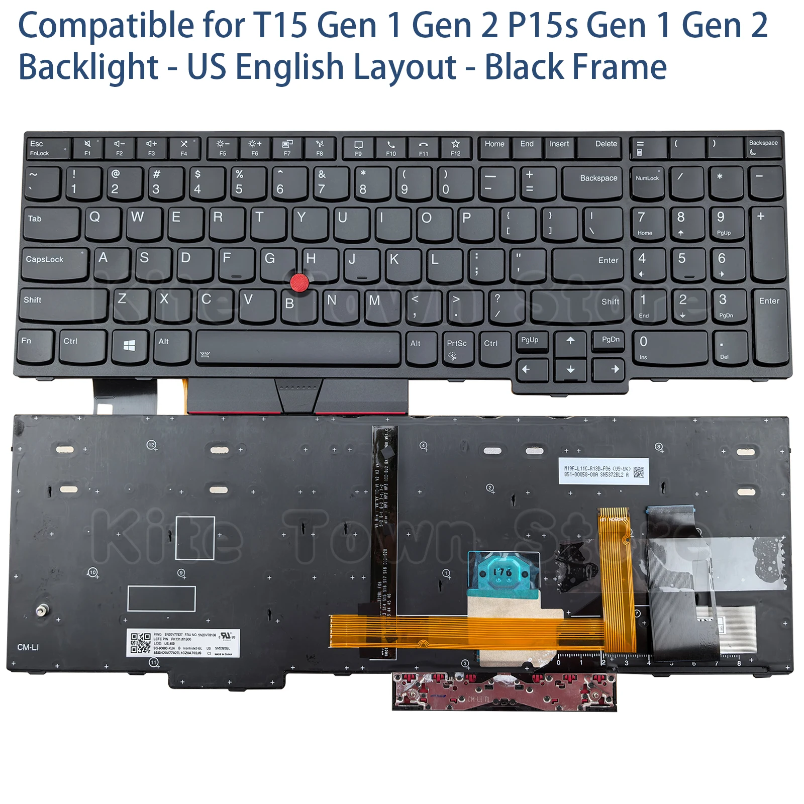 

Genuine US Layout Laptop Keyboard for Lenovo Thinkpad T15 Gen 1 Gen 2 P15s Gen 1 Gen 2 Backlit With TrackPoint