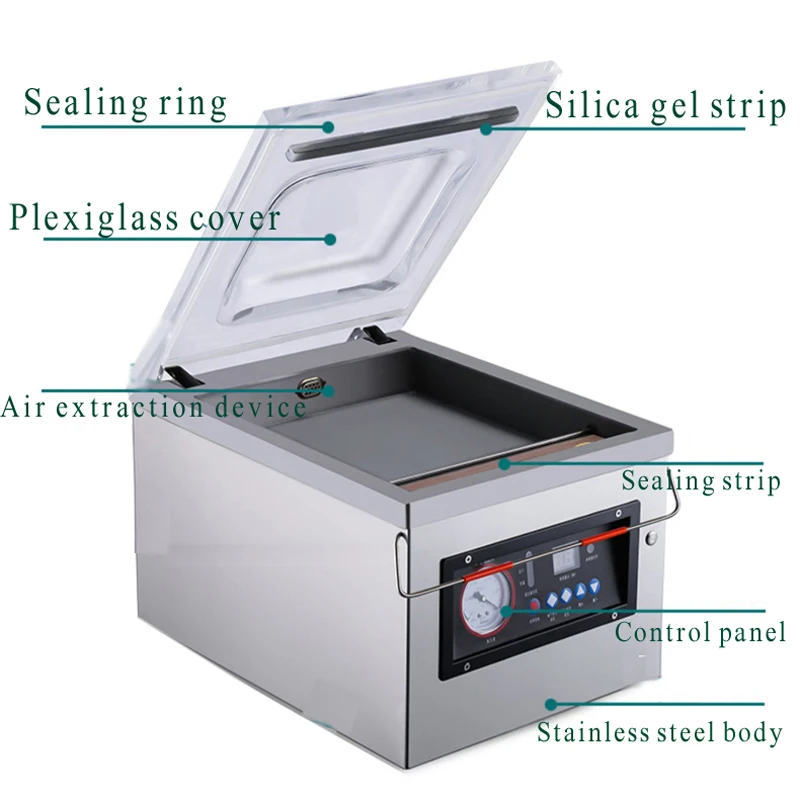 Penyegel vakum makanan otomatis, alat segel kemasan makanan rumah tangga untuk dapur rumahan vakum komersial 110V/220V