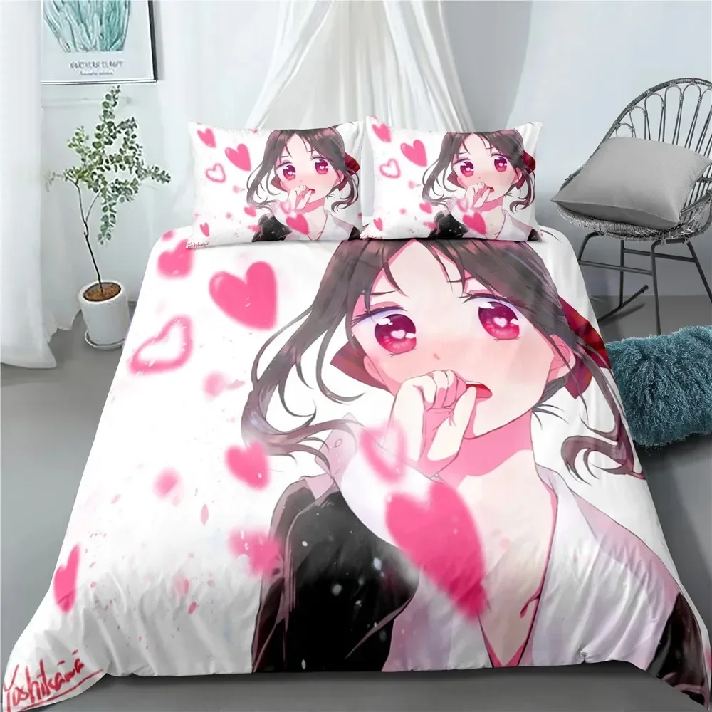 Anime Kaguya-sama Love is War Miyuki Shirogane Bedding Set Boys Girls Twin Queen Size Duvet Cover Pillowcase Bed Kids Adult