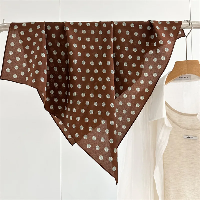 

Dots Print 100% Silk Ring Scarf Wraps French Style Womens Fashion Square Neck Head Hair Scarves 65x65cm
