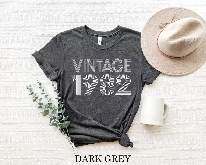 Vintage 1982 camisa presente de aniversário para mulher presente para homens melhor friendt-camisa feminina 100% algodão streetwear unisex harajuku y2k