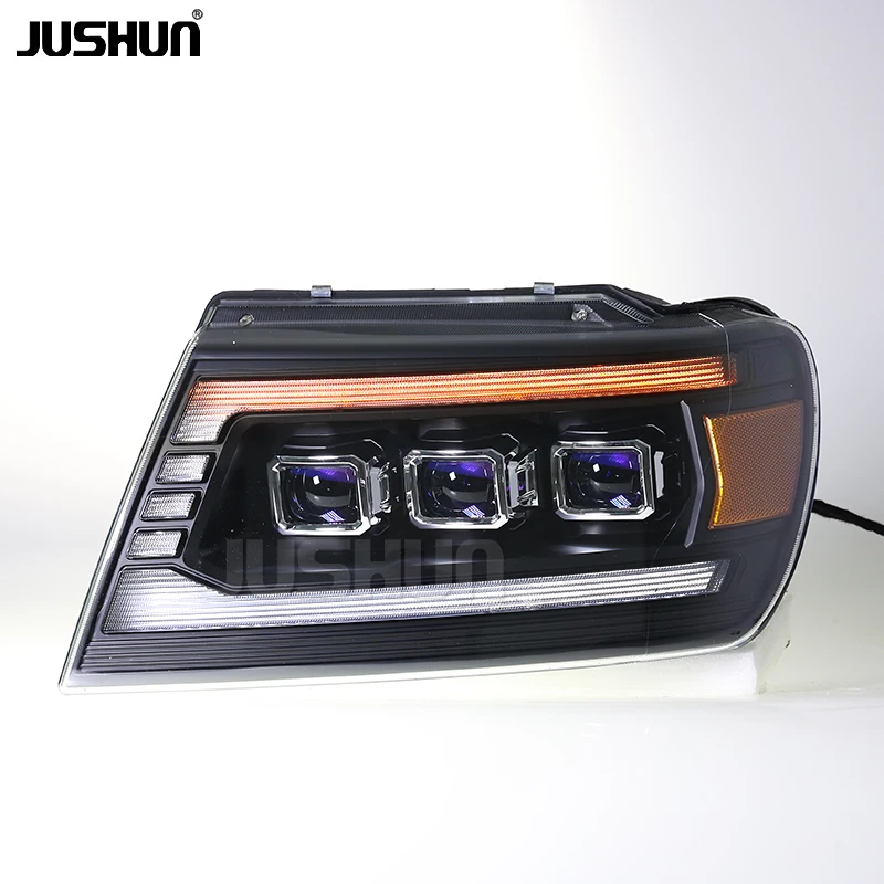 Car LED Lens Headlamp For Jeep Grand Cherokee 99-04 Replacement Lights With Dynamic Flowing Turn Signal Integrated DRL