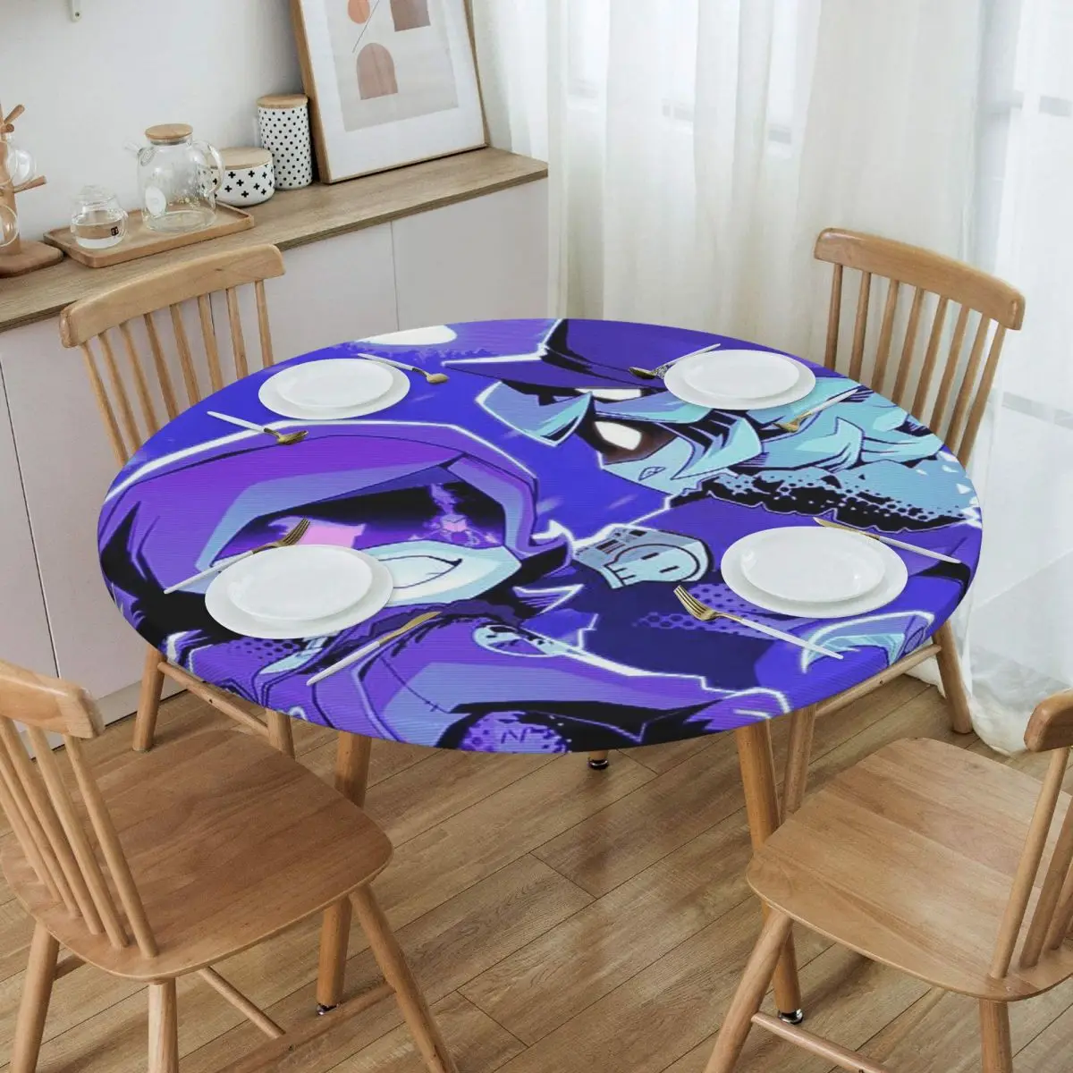 Murder Drones Game Waterproof Round Tablecloth Oilproof Table Cloth for Kitchen Events Dining Table Cover