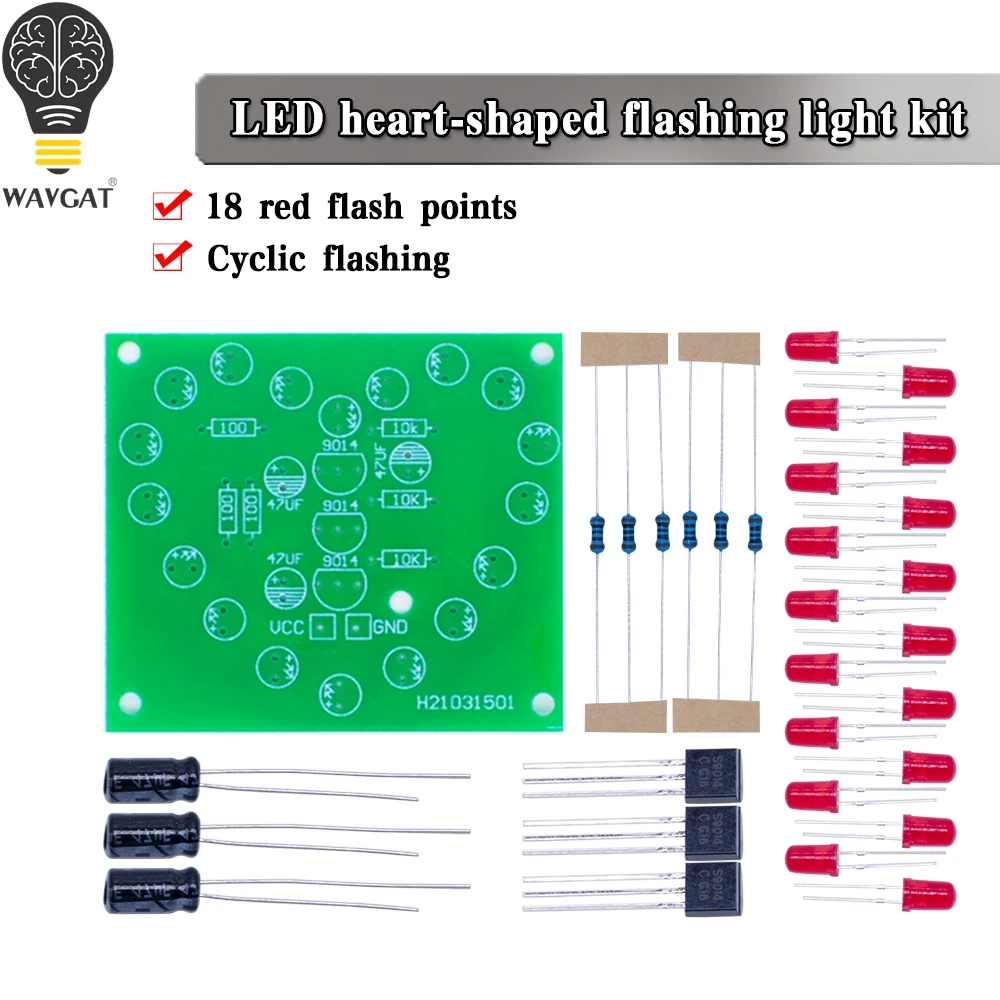 DIY Kit Heart-Shaped LED Flash Light Cycle Flashing Light Electronic Suit Heart-shaped Lamp DIY Electronic Circuit Board