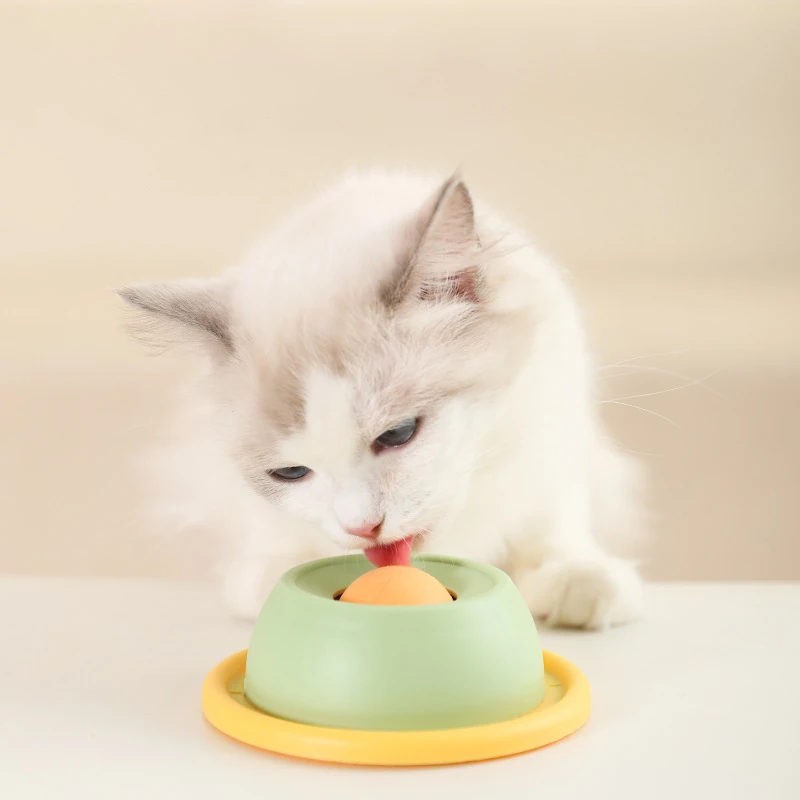 

Anti-slip Round Shaped Cat Slow Feeder Rubber Self-enjoy Cleaning Teeth Funny Puzzle Kitten Licking Plate Cat Toys Interactive