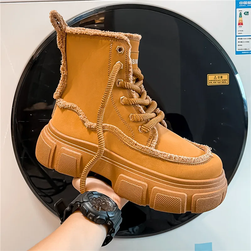 

Men's autumn and winter British style American retro casual work boots outdoor waterproof non-slip thick soled big yellow boots