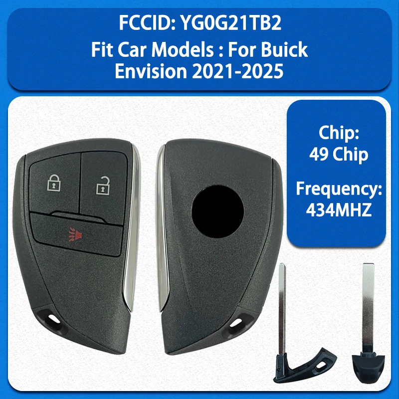 

CN013009 Original Smart Remote Control Key 3 Buttons 433MHZ 49 Chip FCC YG0G21TB2 Keyless Go For Buick Envision 2021-2025