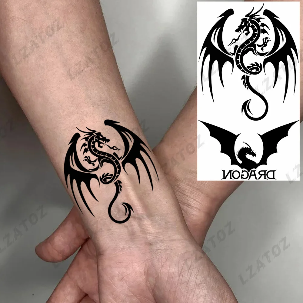 Black Wolf Animal Temporary Tattoos For Men Adults Lion Tiger Fake Tatoos Finger Small Waterproof Tattoo Sticker