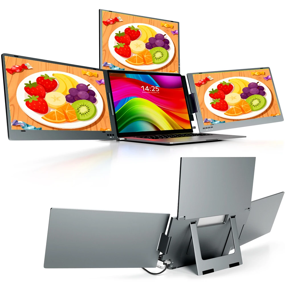 

Тройной монитор гибридного подключения — совместимость с USB-C/HDMI/DisplayPort 3x15,6 дюйма