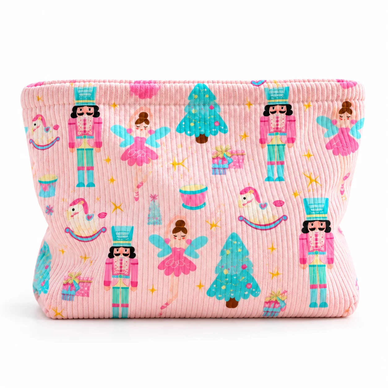 Christmas Makeup Bag Cute Nutcracker Corduroy Cosmetic Pouch Large Capacity Travel Toiletry Bag Women Storage Bag Gift Organizer