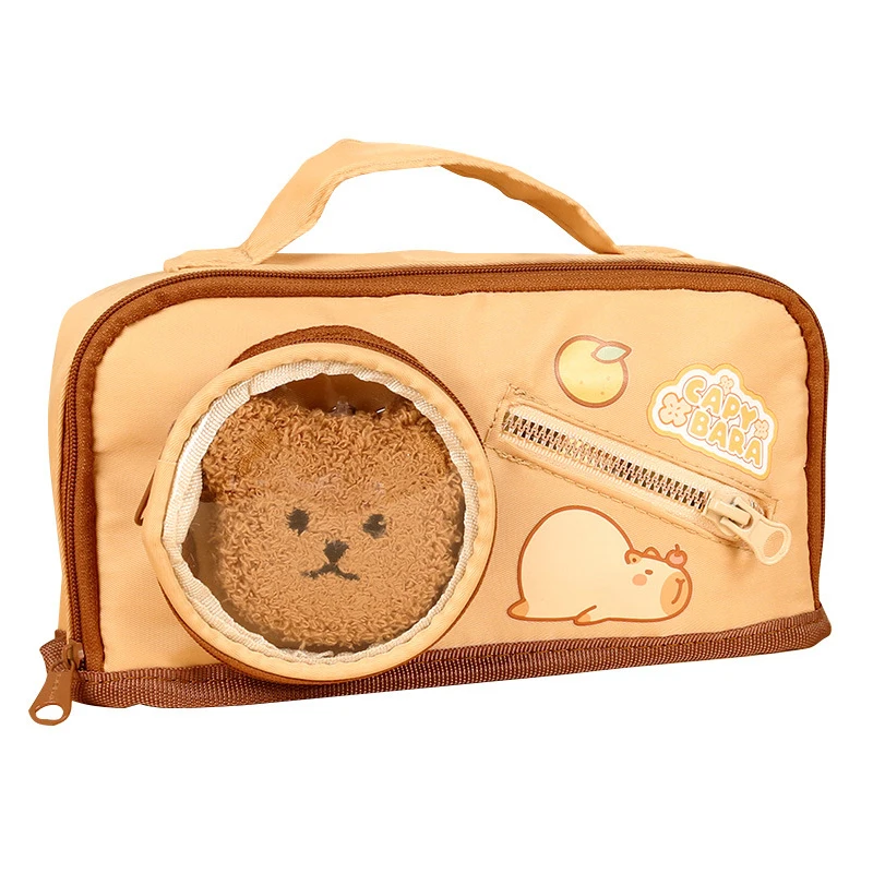 만화 Capybara 휴대용 연필 케이스 학교 용품 편지지 대용량 사무용품 학생 보관 연필 상자