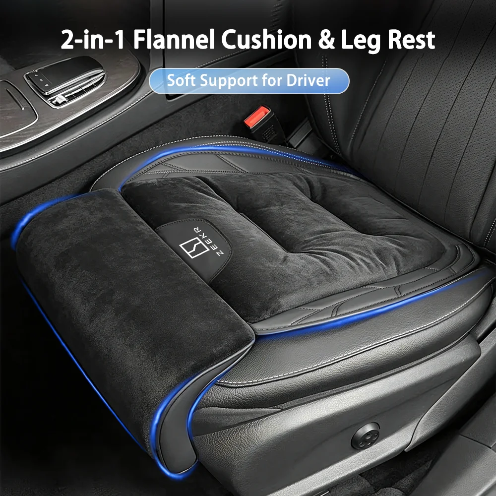 Car Seat Cushion with Leg Support Flannel Seat Cover with Extension Leg Rest Padding for ZEEKR 001 007 009 001FR 007GT X MIX 7X