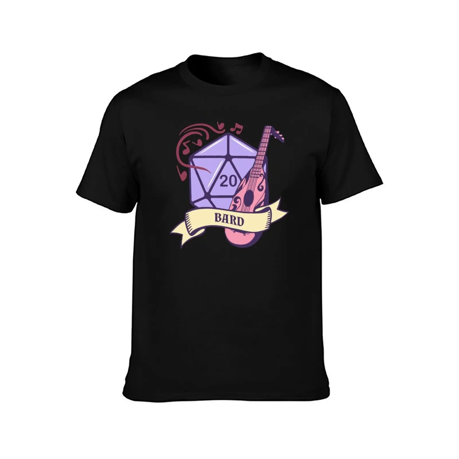 DnD Bard D20 T-Shirt, Summer Casual Cotton Tee, Oversized Streetwear Tops, Vintage Graphic Print, Loose Fit Short Sleeve