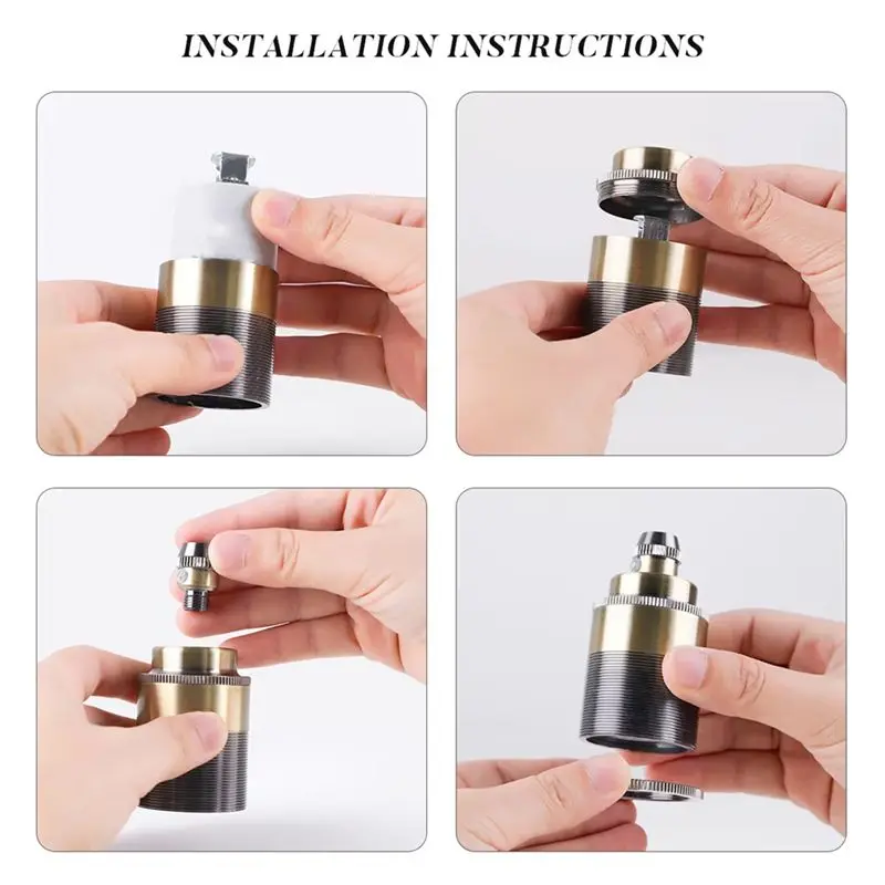 CYCLI-Vintage Style Copper E27 Screw Bulb Socket Retro Pendant Light Fitting Adapter Lighting Holder For Home Use A