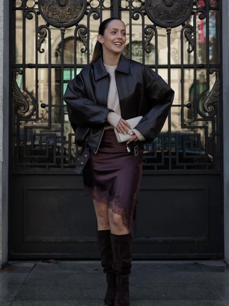 

HH женская новая модная универсальная простая асимметричная кружевная юбка женская элегантная сексуальная шелковая атласная текстура с эластичной резинкой на талии повседневная юбка