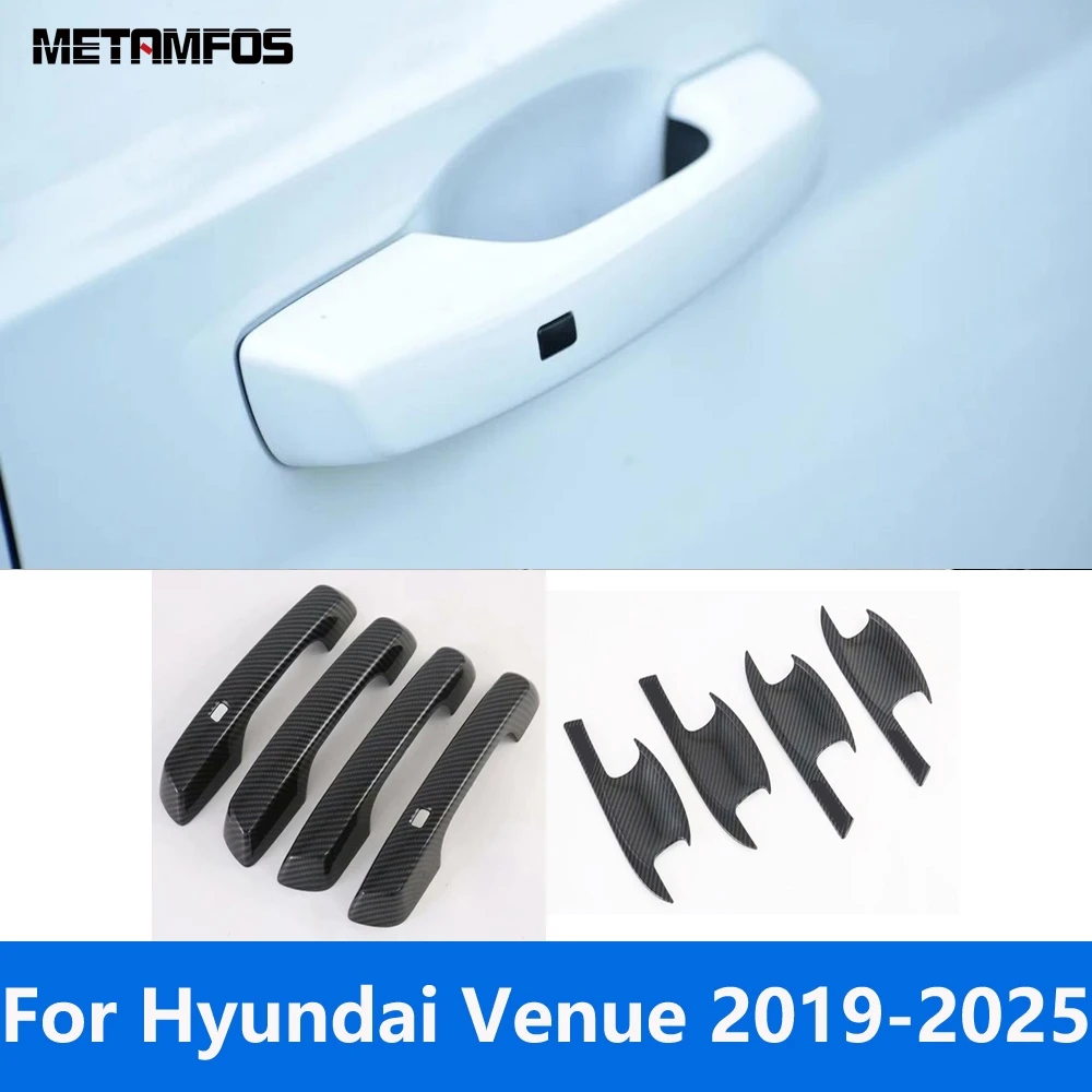 لشركة هيونداي المكان 2019-2024 2025 ألياف الكربون الجانب مقبض الباب إكسسوارات خارجية لأبواب السيارات غطاء الكسوة غطاء للحماية اكسسوارات السيارات التصميم #1