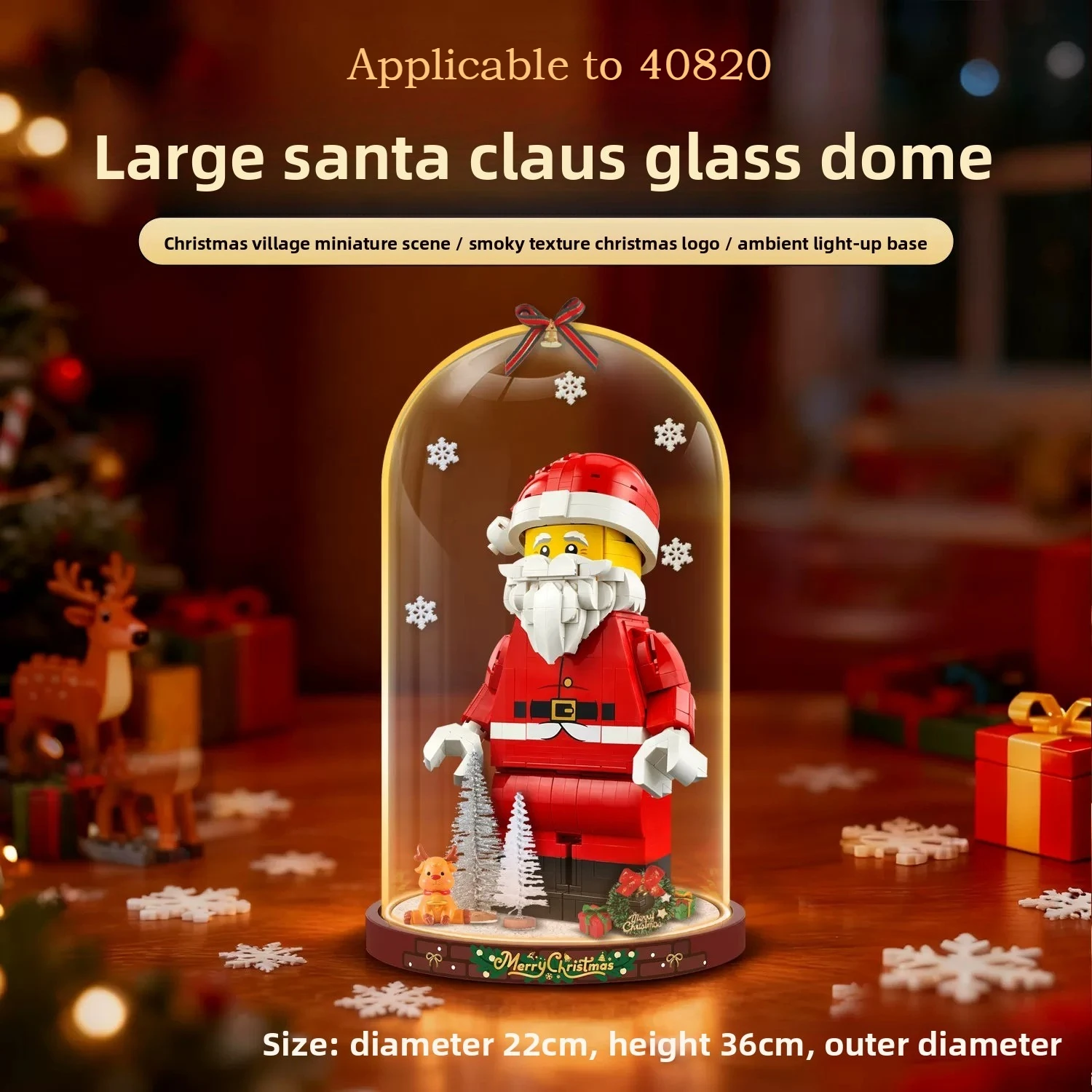 Clear Acrylic Display Case Dust Cover For Lego 40820 Up-Scaled Santa Minifigure, Building Blocks Showcase Box,Model Not Included