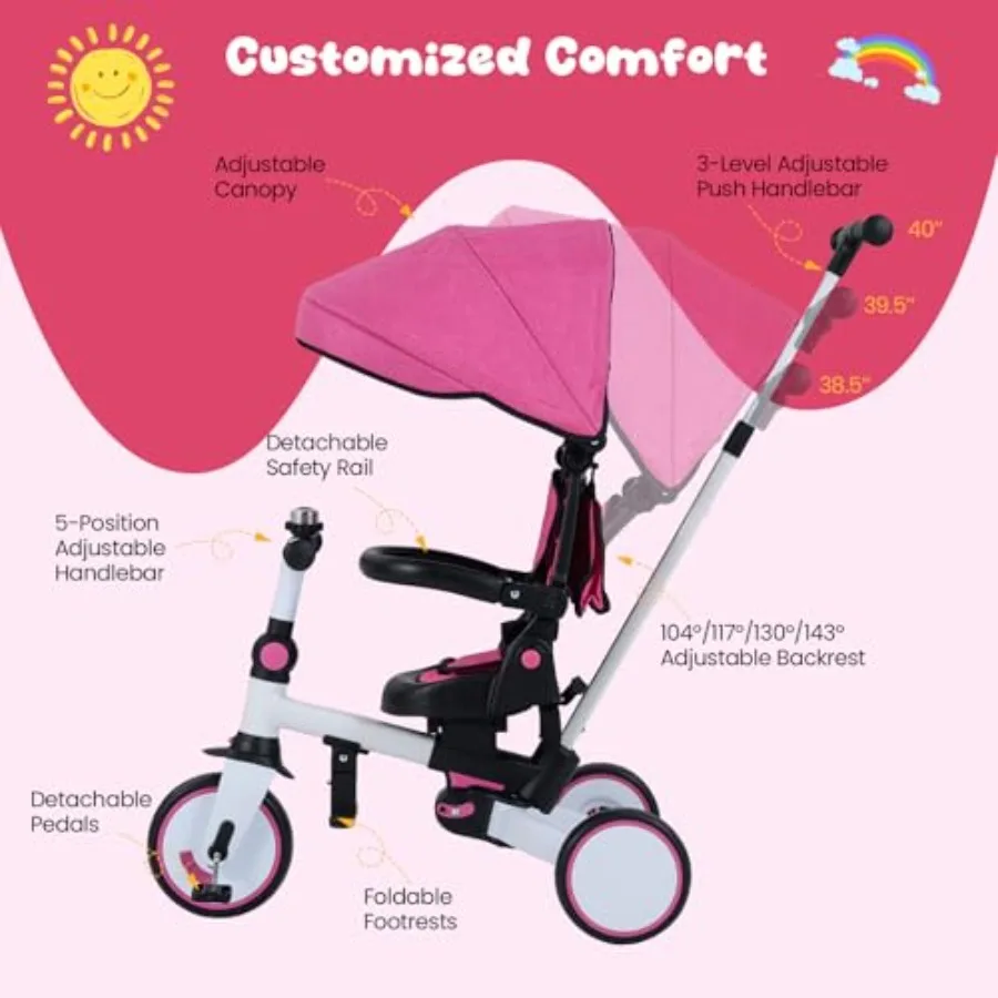 Tricycle 8-in-1 Folding Toddler Trike 3