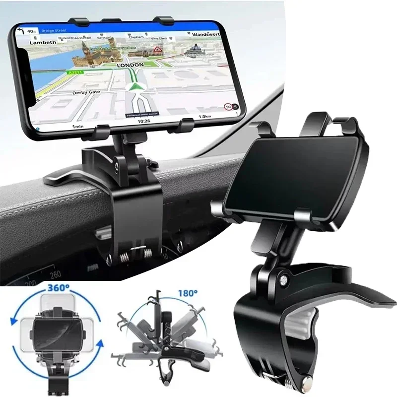 جديد ​ عالمي 360 °   حامل هاتف السيارة الدوار لوحة القيادة تنفيس الزجاج الأمامي مع مشبك مضاد للاهتزاز للملاحة GPS ​ ​
