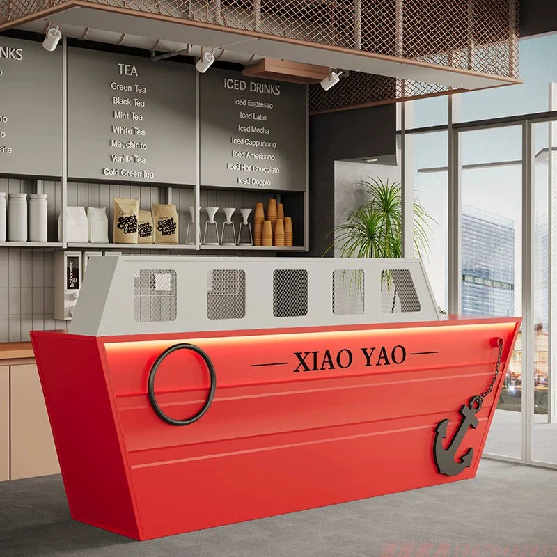 Red Color Modern Reception Desks Design Restaurant Hotel Barbecue Shop Reception Desk Long Welcome Biurko Do Recepcji Furniture