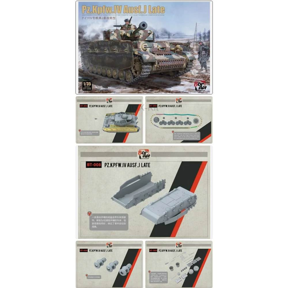 

Border BT008 1/35 Scale German Pz kpfw IV Ausf J Late w/Workable Track Links Vehicle Plastic Model Building Kit Hobby Craft Toy