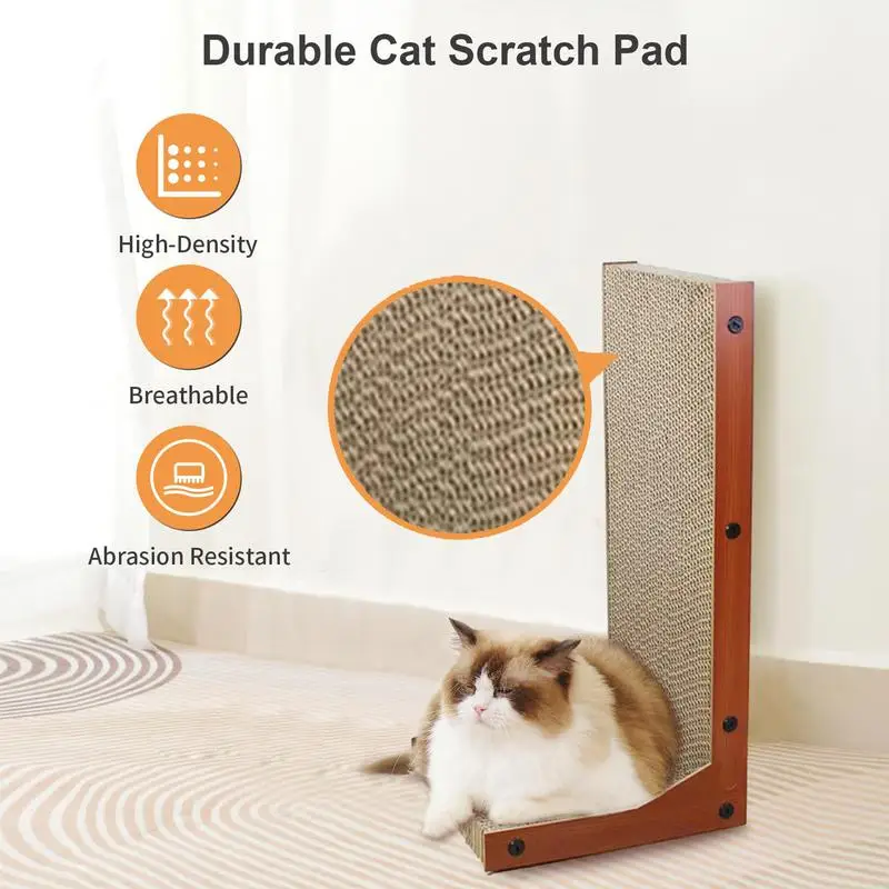 Cat Scratch Pad L-Shape Cardboard Scratcher Pad For Cats Vertical Scratchers Indoor Cats Entertainment Board For Study Room