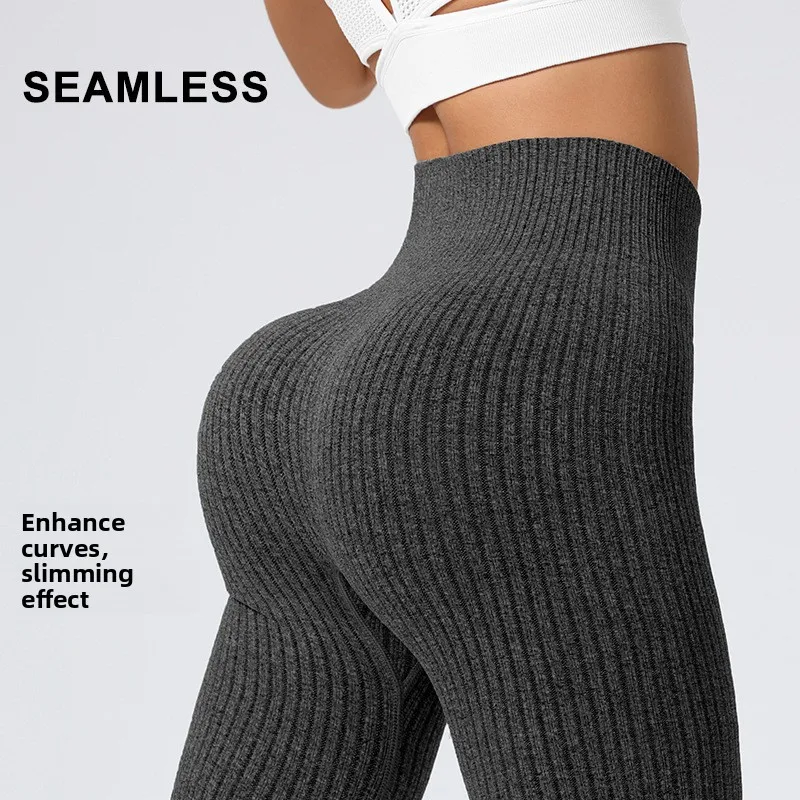 Pantalones deportivos de pierna ancha a la cadera color melocotón para mujer, pantalones largos de cintura baja, ropa cómoda de fibra elástica para otoño