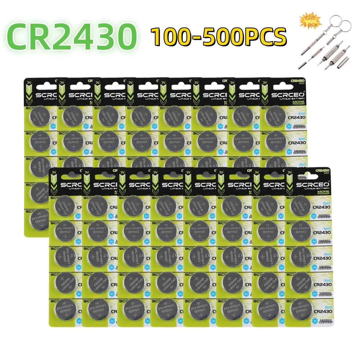 

100-500PCS CR2430 3V Lithium Battery CR 2430 Battery DL2430 Button Cell Batteries for Key Fob Watch Alarm Clock Remote Control