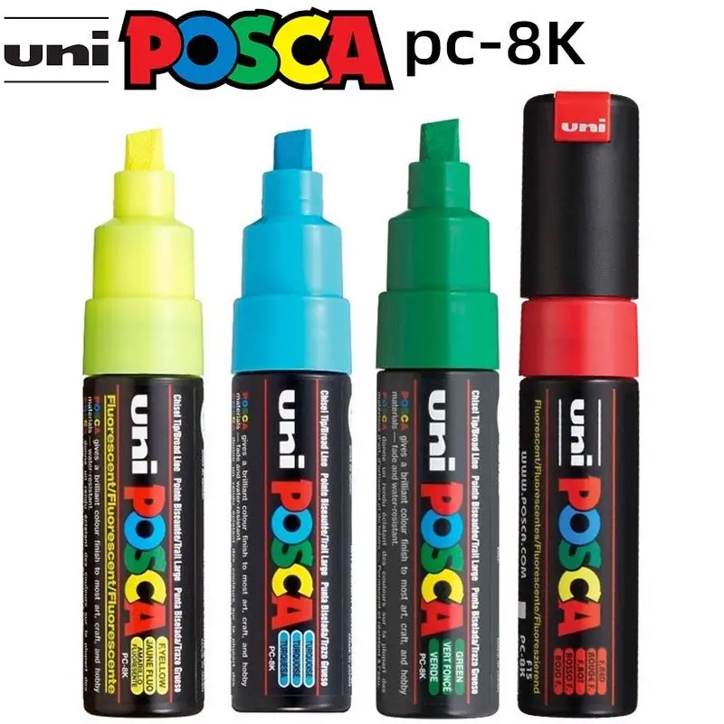 1-Pc Uni Posca Marker Pen PC-8K POP Poster Watergedragen Reclame/Graffiti Marker 8mm Penpunt Tekens Heldere en Kleurrijke plumone