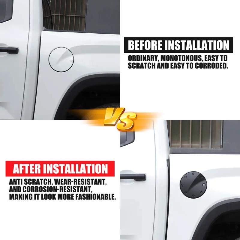 

For Toyota Tundra 2022-2025+ Aluminum Alloy Black Car fuel tank cover anti-theft lock cover sticker car exterior accessories