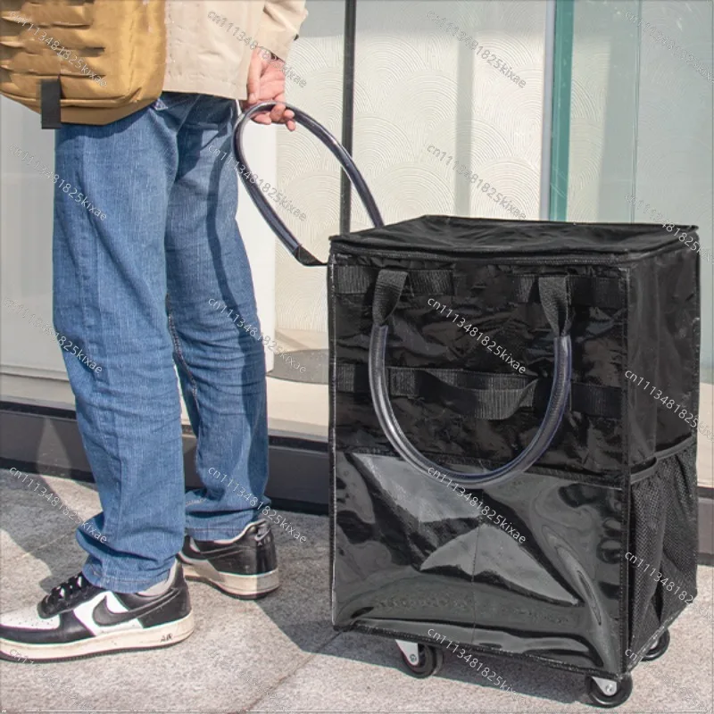 For Portable Hand-pulled Grocery Shopping Cart Foldable Tug Bag Belt Wheel Grocery Shopping Bag Multifunctional Supemall